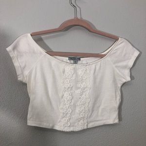 Embroidered Floral White Crop Top